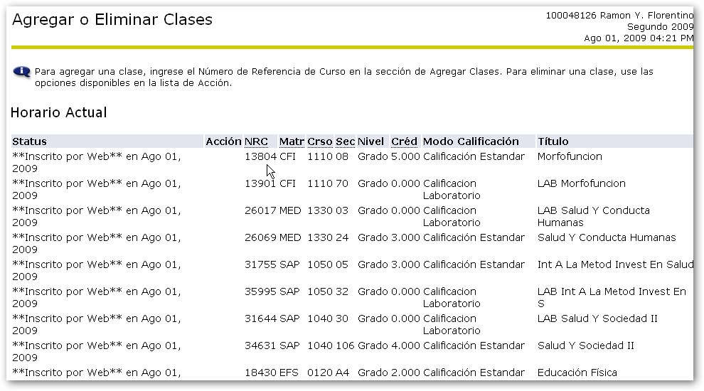 Selección de asignaturas #NuevoIngreso 2015-1