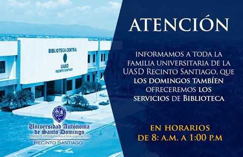 Servicios de Biblioteca también los domingos, UASD Recinto Santiago