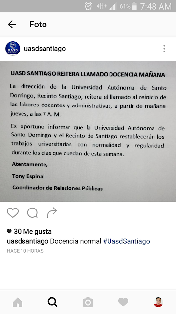 UASD reitera docencia hoy