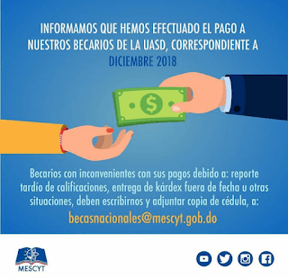 MESCyT efectúa el pago de diciembre a Becados de la UASD