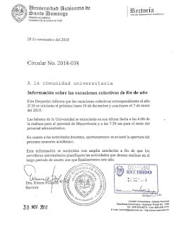 Información sobre Vacaciones Colectivas UASD (Sugerencias)