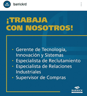 ¡Trabaja con nosotros! @BarrickRD - Vacantes