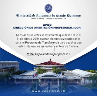 Inscripciones para el programa de transferencia de carrera - UASD