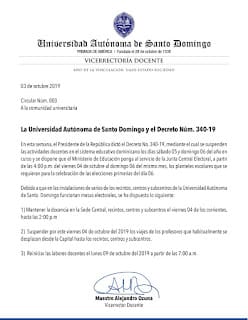 Suspensión docencia UASD por primarias electorales