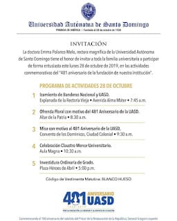 Suspensión de Labores Docentes y Administrativas - 481 Aniversario UASD