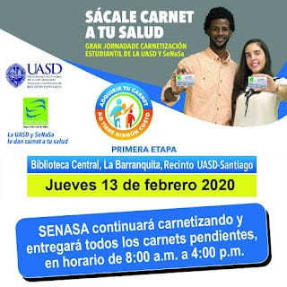 Continuarán Carnetización estudiantil de SeNaSa y UASD Santiago