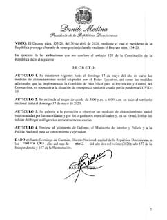 Se extiende Estado de Emergencia y Toque de Queda en todo el territorio Nacional