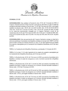 Cambio de horario para el toque de queda y extensión de Estado de emergencia Rep. Dom.