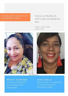 Conversatorio virtual: "Hacia la Prueba de Aptitudes Académicas PAA"