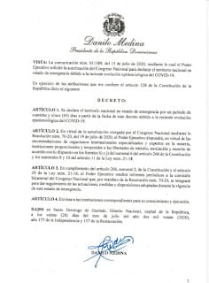 El presidente Danilo Medina declara en estado de emergencia el territorio nacional