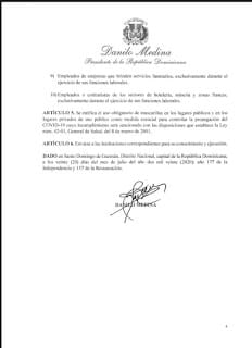 El presidente Danilo Medina establece toque de diferenciado en todo el territorio nacional.