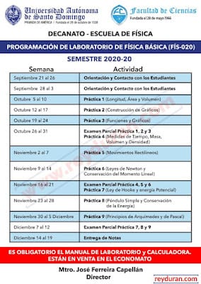 Programación de Laboratorio de Física Básica (FIS-020) UASD - Semestre 2020-2 7 Programación de Laboratorio de Física Básica (FIS-020) UASD - Semestre 2020-2