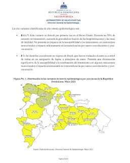 Circulación de nuevas variantes de SARS-CoV-2 en territorio dominicano 28 de mayo del 2021