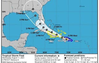 La tormenta tropical Fred se debilita a su paso por República Dominicana