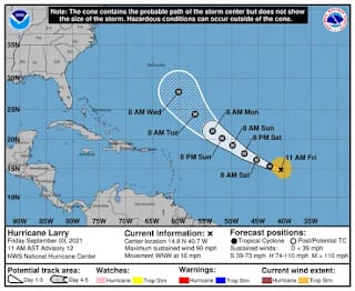 Huracán Larry amenaza con fuertes olas a las Antillas Menores