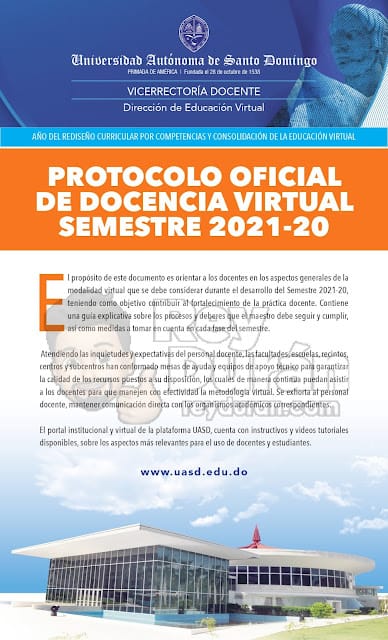 PROTOCOLO OFICIAL DE DOCENCIA VIRTUAL UASD SEMESTRE 2021-20