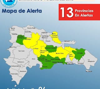COE eleva a 13 las provincias en alerta; seis están amarilla y siete en verde 5