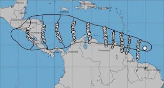 Aviso de tormenta tropical para islas de Barlovento y a partes de Venezuela