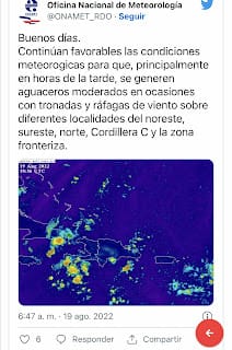 Vaguada y efectos locales producirán chubascos sobre el país este viernes