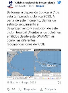 Se forma depresión tropical 7 que podría moverse cerca del país este fin de semana