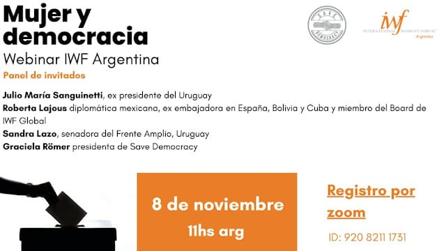 Una conferencia virtual explorará qué puede hacer la mujer por la democracia en un mundo cada vez más fragmentado y polarizado