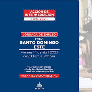 El Ministerio de Trabajo invita a Jornada de Empleo en Santo Domingo Este 5