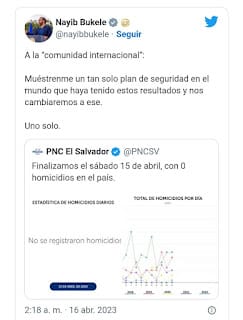 Bukele reta a críticos a que le muestren un plan de seguridad más eficaz para El Salvador 7 Bukele reta a críticos a que le muestren un plan de seguridad más eficaz para El Salvador