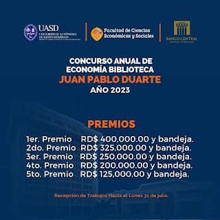Participa en el concurso anual de Economía - Biblioteca Juan Pablo Duarte 2023