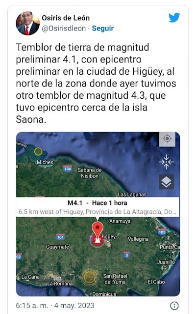 Se registra otro temblor de tierra en la zona Este del país 7 Se registra otro temblor de tierra en la zona Este del país