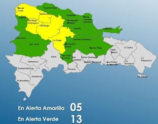 COE aumenta a 18 las provincias en alerta por vaguada