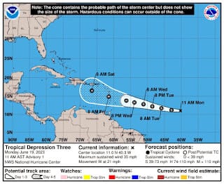 Depresión tropical se podría intensificar a huracán en los próximos días y se llamaría Bret 5