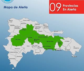 COE establece 9 provincias en alerta verde por efectos de onda tropical y vaguada