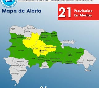 El COE aumenta a 21 las provincias en alerta por lluvias