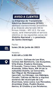 Fuerte tanda de apagones para este lunes en Santo Domingo