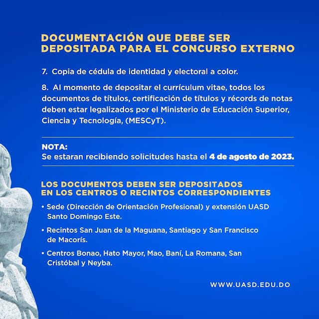 Llamado a concurso externo para registro de elegibles en las plazas de Psicólogo/Orientador UASD