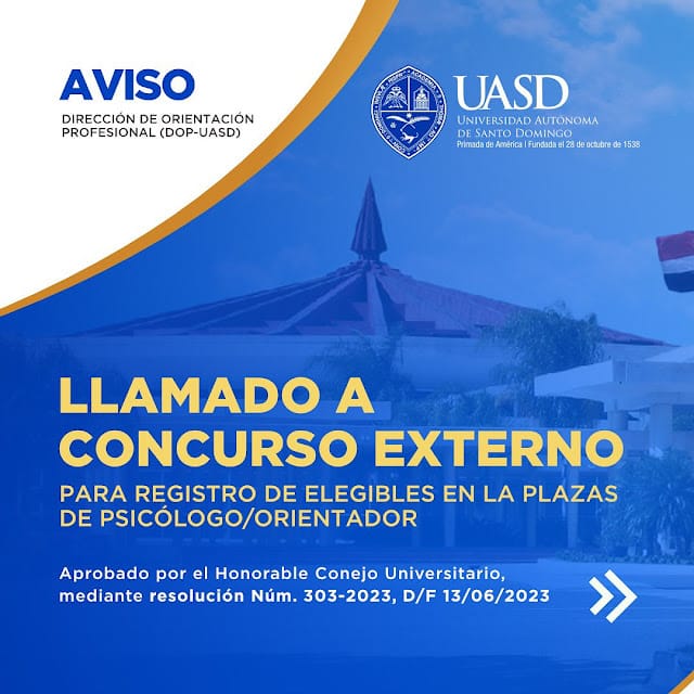 Llamado a concurso externo para registro de elegibles en las plazas de Psicólogo/Orientador UASD