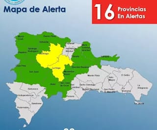 COE mantiene dos provincias en alerta amarillas y 14 en verde debido a los efectos de una vaguada 5