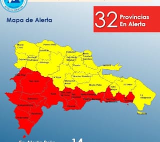 COE mantiene todo el país en alertas rojas y amarillas por efectos de Franklin