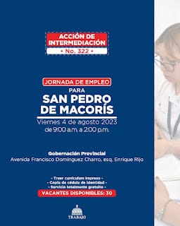 ¡Oportunidades de empleo en San Pedro Macorís! Participa en la Jornada de Empleo organizada por el Ministerio de Trabajo 5