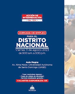 El Ministerio de Trabajo invita a Jornada de Empleo en el Distrito Nacional 5