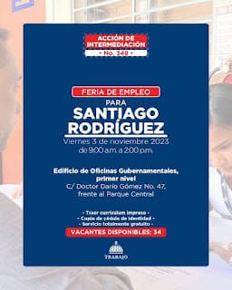 El Ministerio de Trabajo invita a Feria de Empleo en Santiago Rodríguez 5