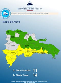 COE aumenta a 25 las provincias bajo alerta por fuertes lluvias