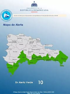 Nueve provincias y el Distrito Nacional en alerta verde debido a huracán Beryl