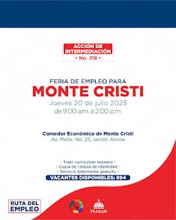 El Ministerio de Trabajo invita a Feria de Empleo en Monte Cristi