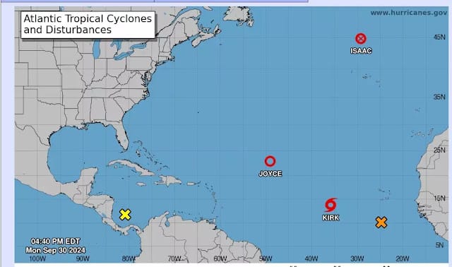 Emiten aviso sobre cinco sistemas activos en el Atlántico