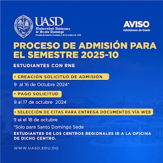 Nueva oportunidad para el proceso de admisión para nuevo ingreso UASD Semestre 2025-1