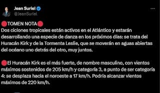 Dos ciclones tropicales están activos en el Atlántico
