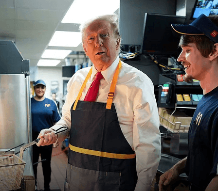 Trump continúa sus ataques contra Kamala Harris, poniendo en duda su pasado laboral en McDonald's