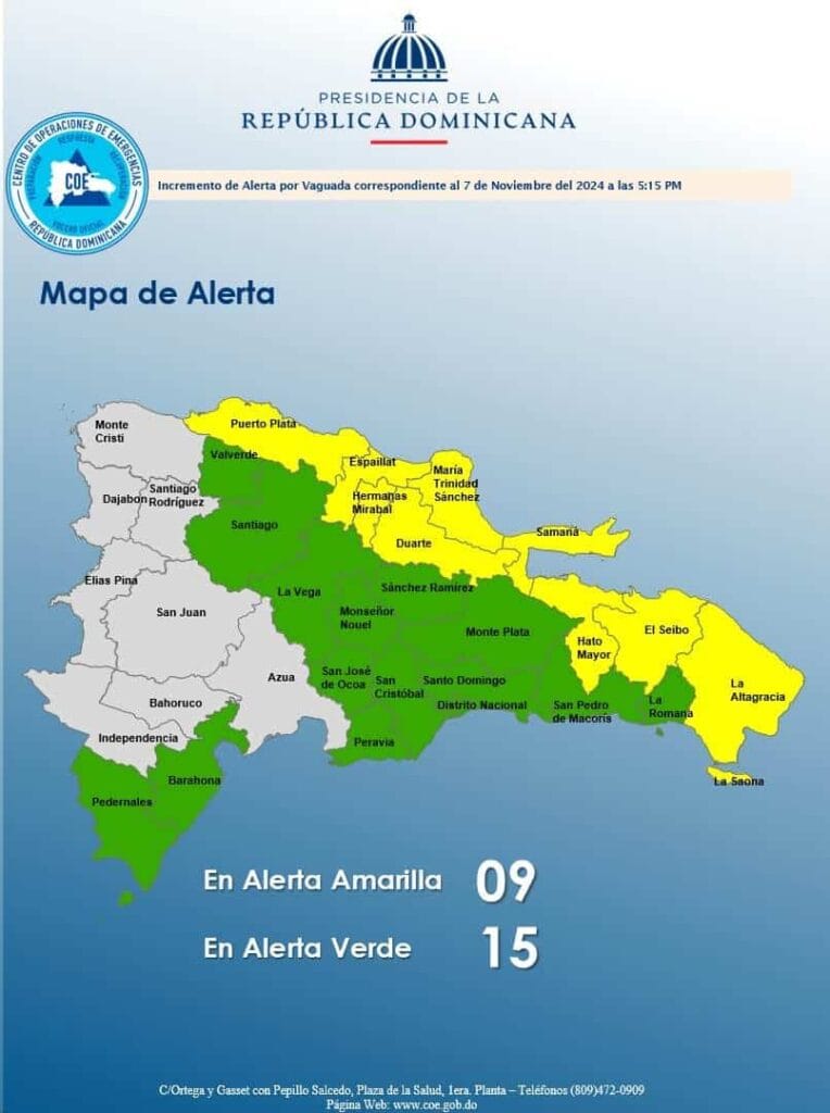 23 provincias en alerta por vaguada en el país 6 23 provincias en alerta por vaguada, con lluvias y tormentas eléctricas en diversas regiones del país.