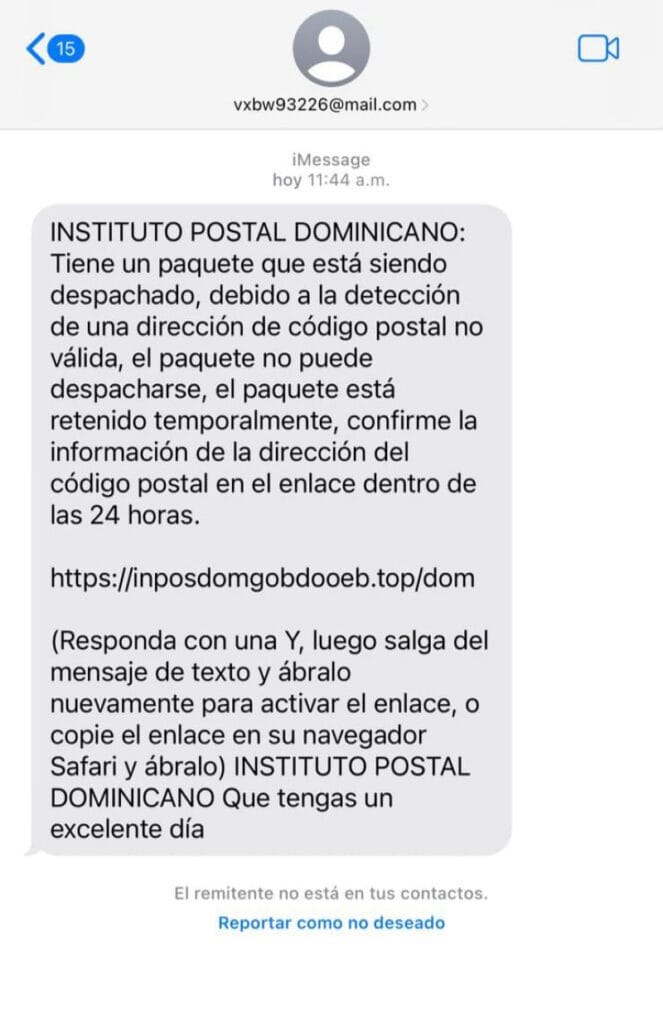 Alerta: Estafa SMS utilizando el nombre del Inposdom 6